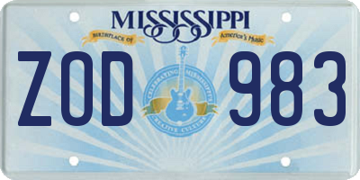 MS license plate ZOD983