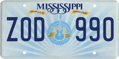 MS license plate ZOD990