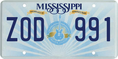 MS license plate ZOD991