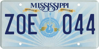 MS license plate ZOE044