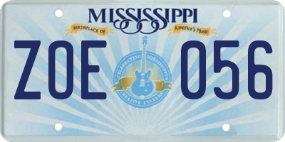 MS license plate ZOE056