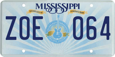 MS license plate ZOE064