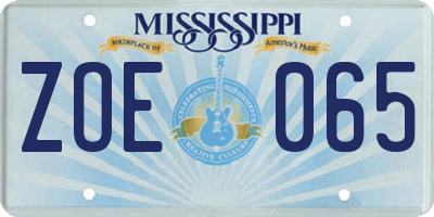 MS license plate ZOE065
