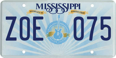 MS license plate ZOE075
