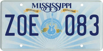 MS license plate ZOE083
