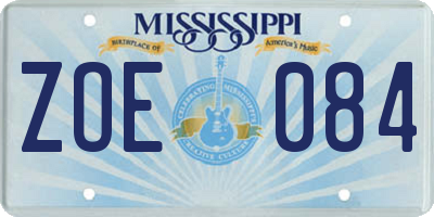 MS license plate ZOE084