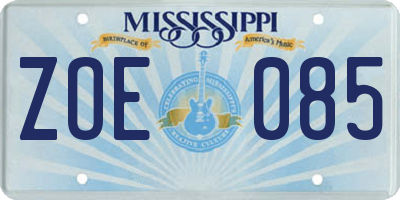 MS license plate ZOE085