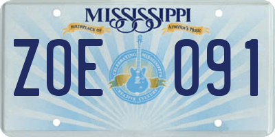 MS license plate ZOE091