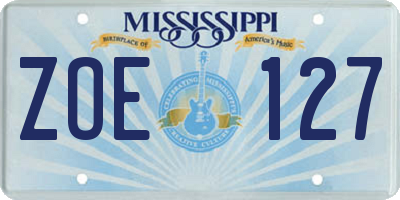 MS license plate ZOE127