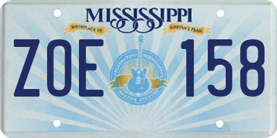MS license plate ZOE158