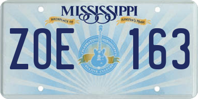 MS license plate ZOE163