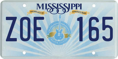 MS license plate ZOE165