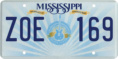MS license plate ZOE169