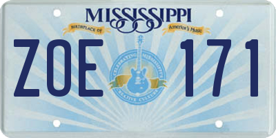 MS license plate ZOE171
