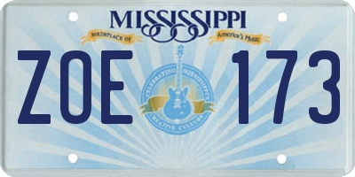 MS license plate ZOE173