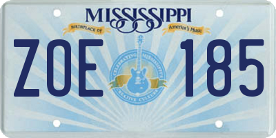 MS license plate ZOE185