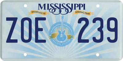 MS license plate ZOE239
