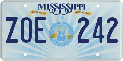 MS license plate ZOE242