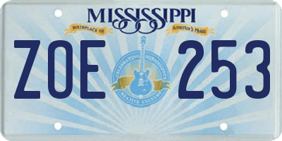 MS license plate ZOE253