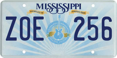 MS license plate ZOE256