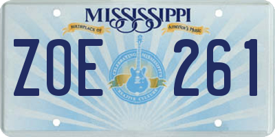MS license plate ZOE261
