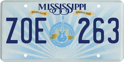 MS license plate ZOE263