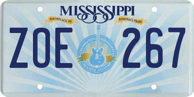 MS license plate ZOE267