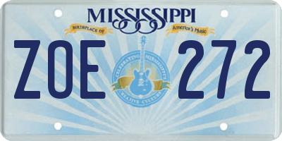 MS license plate ZOE272