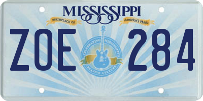 MS license plate ZOE284