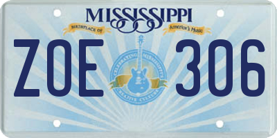 MS license plate ZOE306