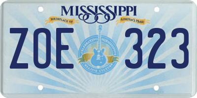 MS license plate ZOE323
