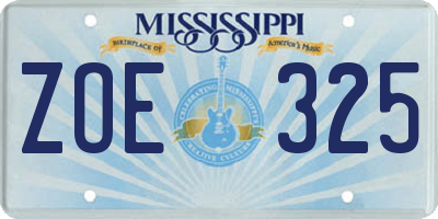 MS license plate ZOE325
