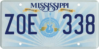 MS license plate ZOE338