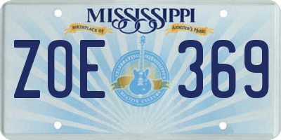 MS license plate ZOE369