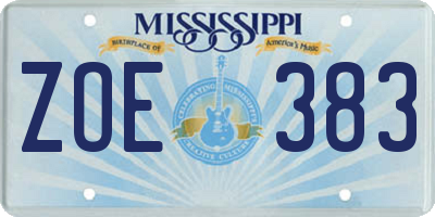 MS license plate ZOE383