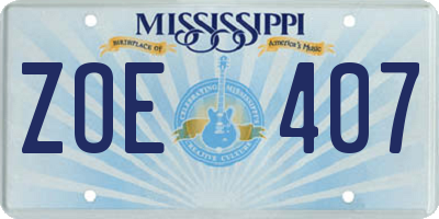MS license plate ZOE407