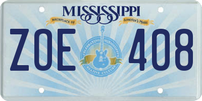 MS license plate ZOE408