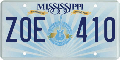 MS license plate ZOE410