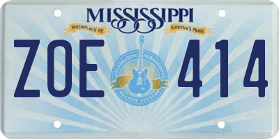 MS license plate ZOE414