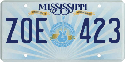 MS license plate ZOE423