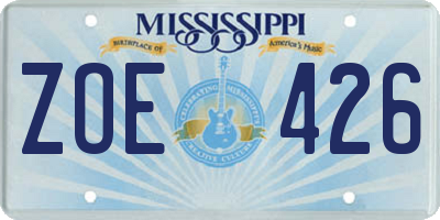 MS license plate ZOE426