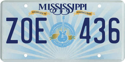 MS license plate ZOE436