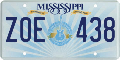 MS license plate ZOE438