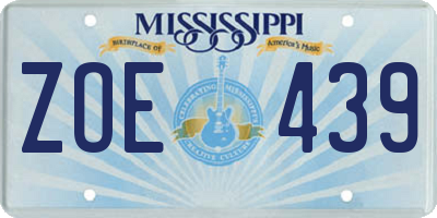 MS license plate ZOE439