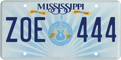 MS license plate ZOE444