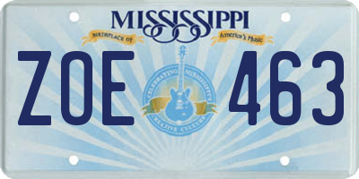 MS license plate ZOE463