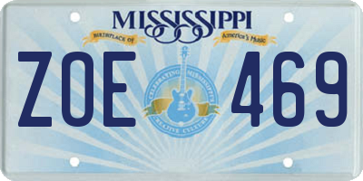 MS license plate ZOE469