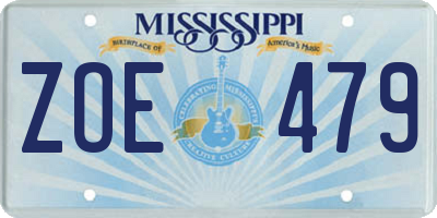 MS license plate ZOE479