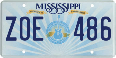 MS license plate ZOE486