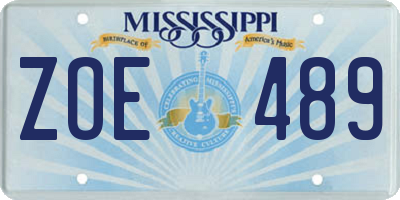 MS license plate ZOE489
